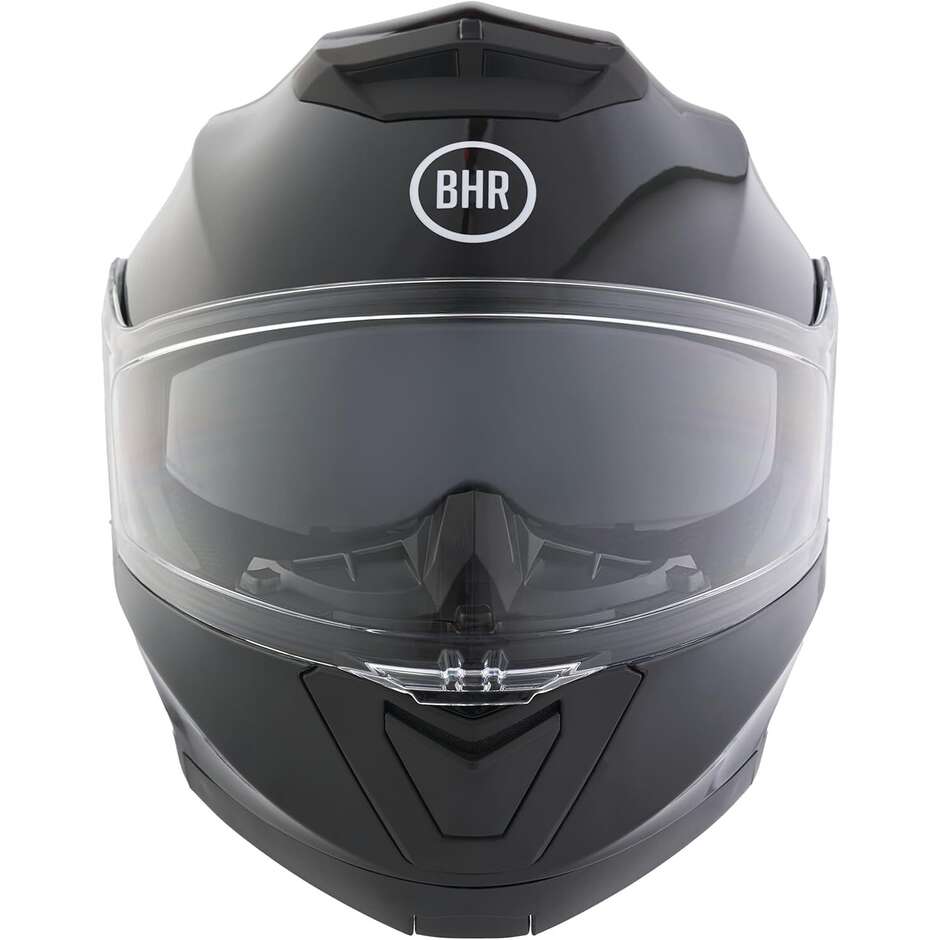 BHR 836 Flip Up Modular Motorcycle Helmet White Black Metallic