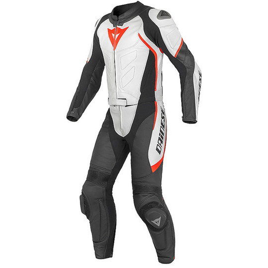 Biker suit Divisible Leather Dainese Avro D1 Black White Red