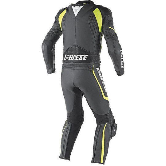 Biker suit Divisible Leather Dainese Avro D1 Black Yellow Fluo