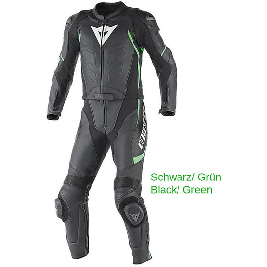 Biker suit Summer Divisible Leather Dainese Avro D1 Black Green