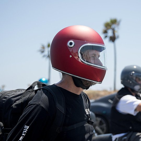 Biltwell Integral Motorcycle Helmet Model Gringo S With Opaque Red Visor