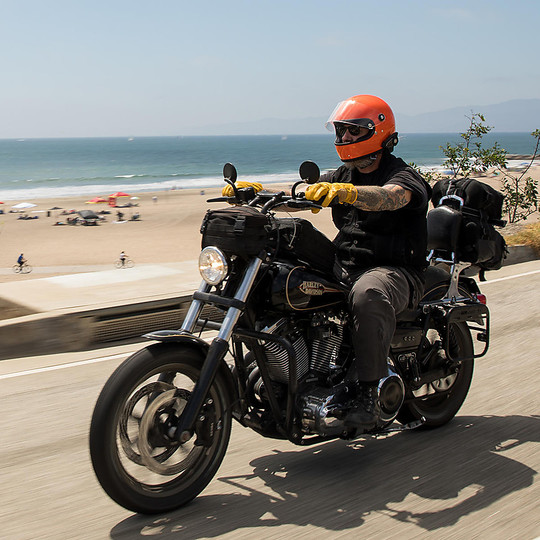 Biltwell Integral Motorcycle Helmet Model Gringo S With Orange Hazard Visor