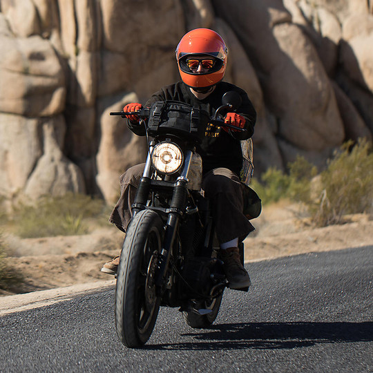 Biltwell Integral Motorcycle Helmet Model Gringo S With Orange Hazard Visor