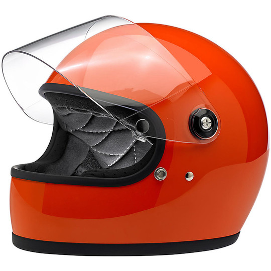 Biltwell Integral-Motorradhelm Modell Gringo S mit orangefarbenem Warnschild