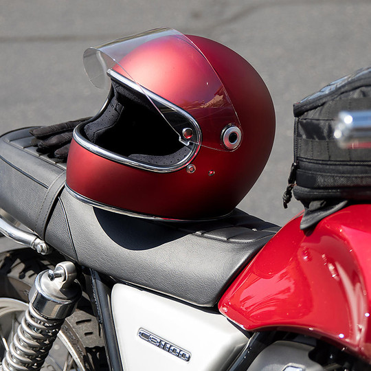 Biltwell Integral-Motorradhelm Modell Gringo S mit undurchsichtigem rotem Schirm