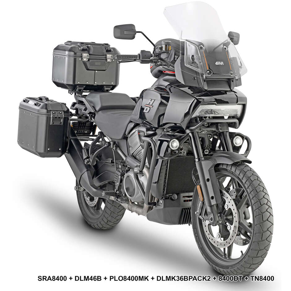 Black aluminum rear rack for Monokey Givi SRA8400 top case For HARLEY DAVIDSON Pan America 1250 (21 > 24)