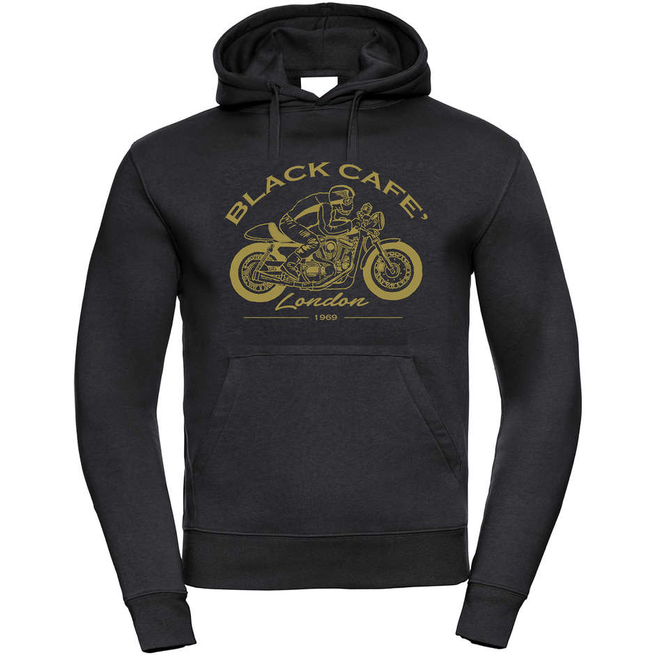 Black Cafe London 2.0 Sweatshirt With Black Gold Printed Hood
