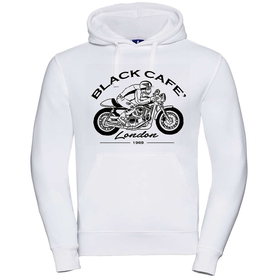 Black Cafe London 2.0 Sweatshirt With Black White Printed Hood