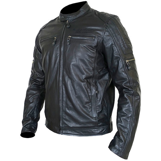 Black Cafè London LJ10676 Black Leather Motorcycle Jacket