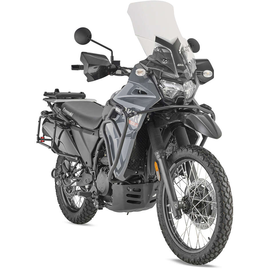 Black tubular engine guard Integrated slider Givi TN4133 For KAWASAKI KLR 650 / KLR 650 S (23 > 24)