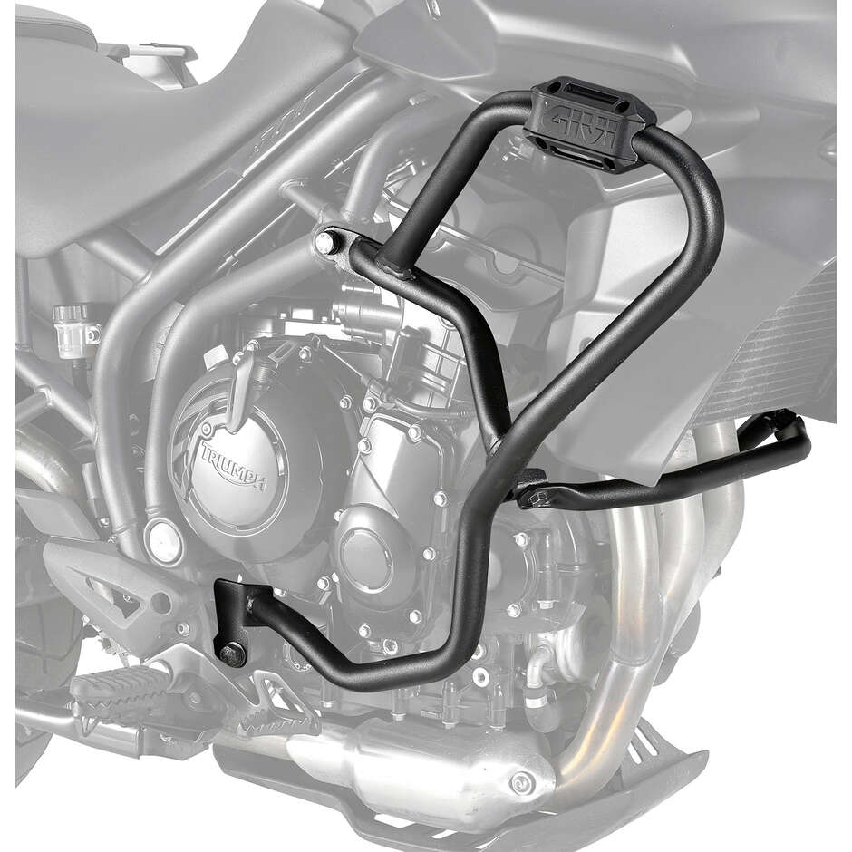 Black tubular engine guard Integrated slider Givi TN6409 For TRIUMPH Tiger 800 (11 > 17); Tiger 800 XC / 800 XR (11 > 19)