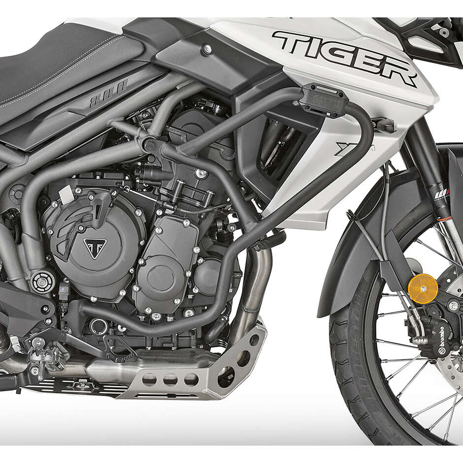 Black tubular engine guard Integrated slider Givi TN6409 For TRIUMPH Tiger 800 (11 > 17); Tiger 800 XC / 800 XR (11 > 19)