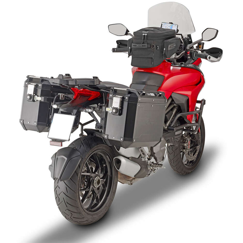 Black tubular engine guard Integrated slider Givi TN7406B For DUCATI Multistrada 950 (17 > 18) / Multistrada 950 S (19 > 21) / Multistrada 1200 (15 > 18) / Multistrada 1260 (18 > 20)
