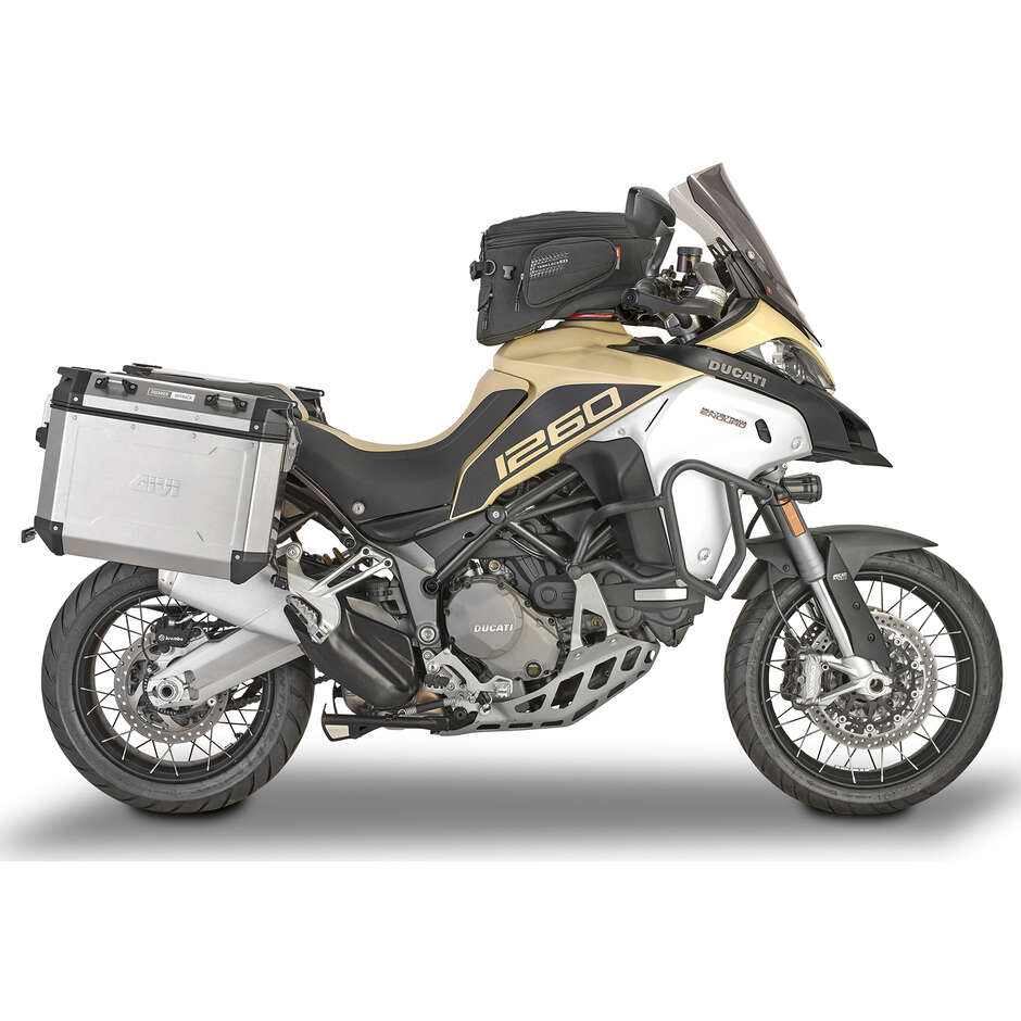 Black tubular engine guard Integrated slider Givi TN7408 For DUCATI Multistrada Enduro 1200 (16 > 18); Multistrada Enduro 1260 (19 > 21)