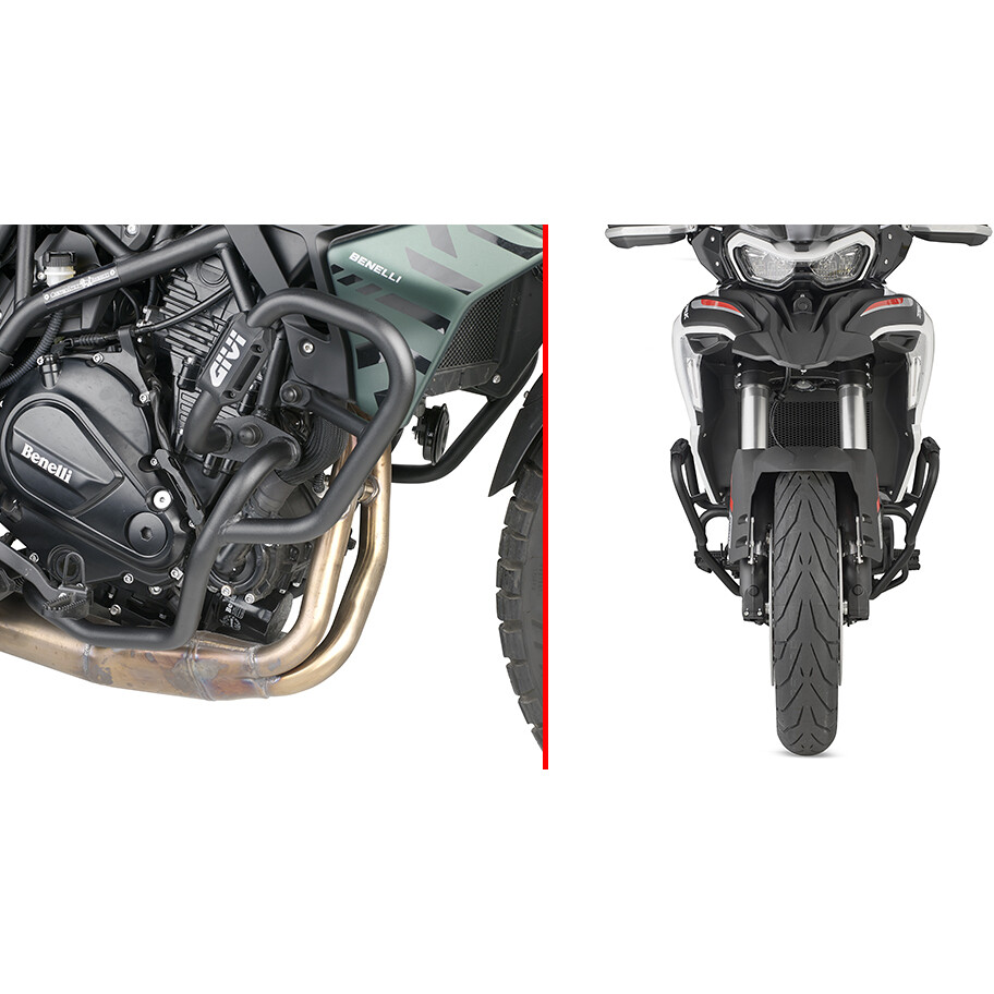 Black tubular engine guard Integrated slider Givi TN8717 for BENELLI TRK702 / X (23 > 24)