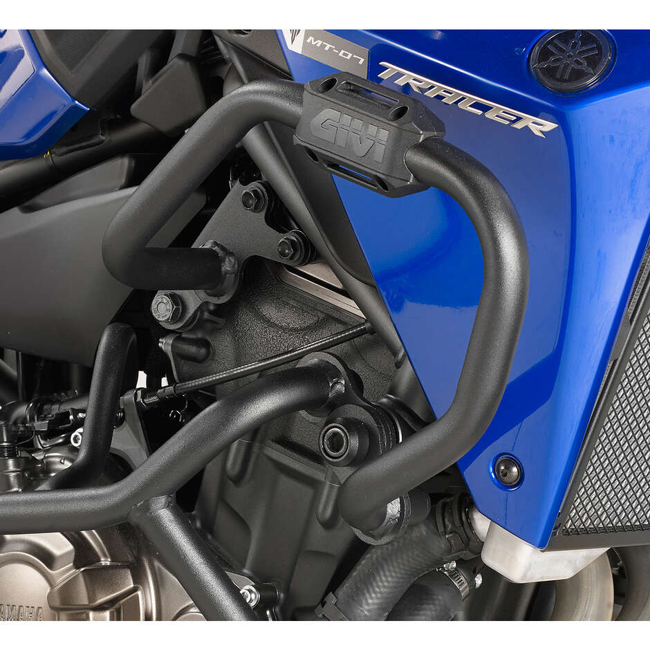 Black tubular engine guard Integrated slider Givi TNH2130 For YAMAHA MT-07 Tracer (16 > 19); Tracer 7 / Tracer 7 GT (20 > 24)