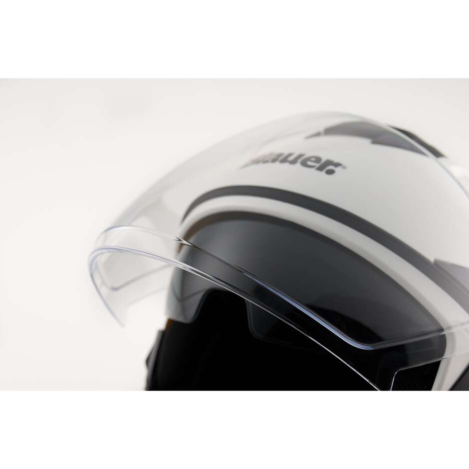 Blauer Double Visor Jet Motorcycle Helmet DJ-01 Mono White