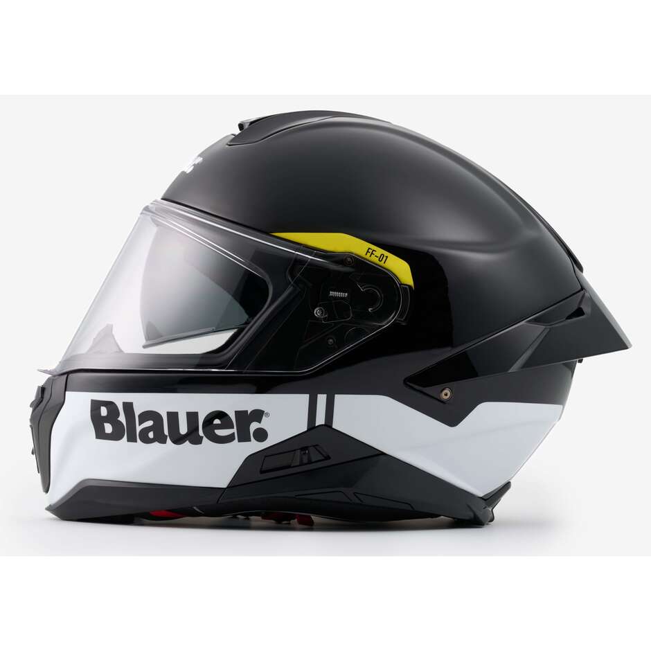 Blauer FF01 Full Face Motorcycle Helmet in Double Fiber Visor H136 Black White