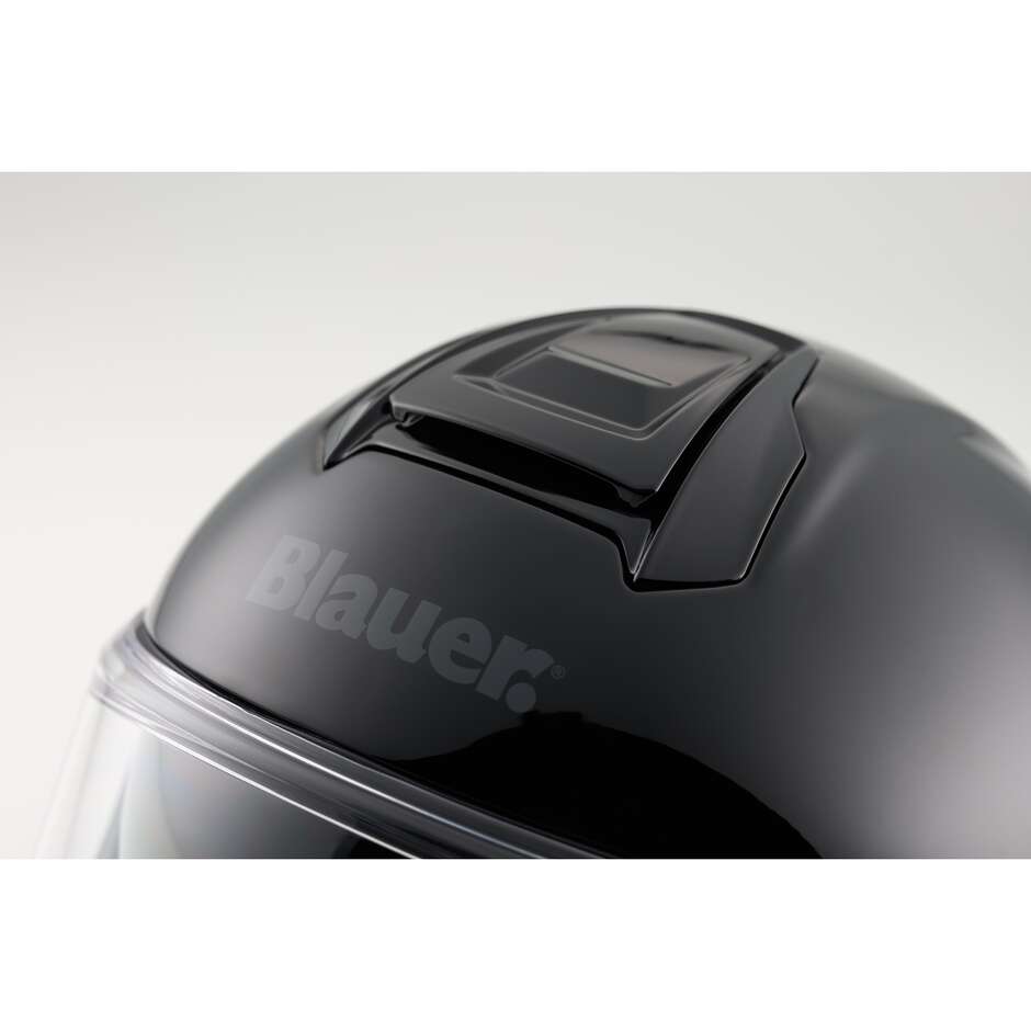 Blauer FF01 Integral-Motorradhelm mit Doppelfaser-Monovisier, glänzend schwarz