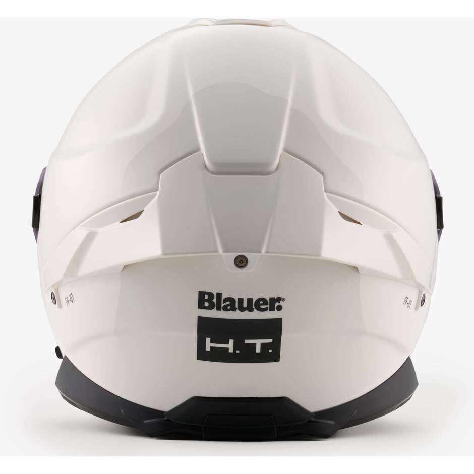 Blauer FF01 Integral-Motorradhelm mit Doppelfaser-Monovisier, Weiß
