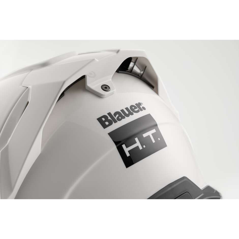 Blauer FF01 Integral-Motorradhelm mit Doppelfaser-Monovisier, Weiß