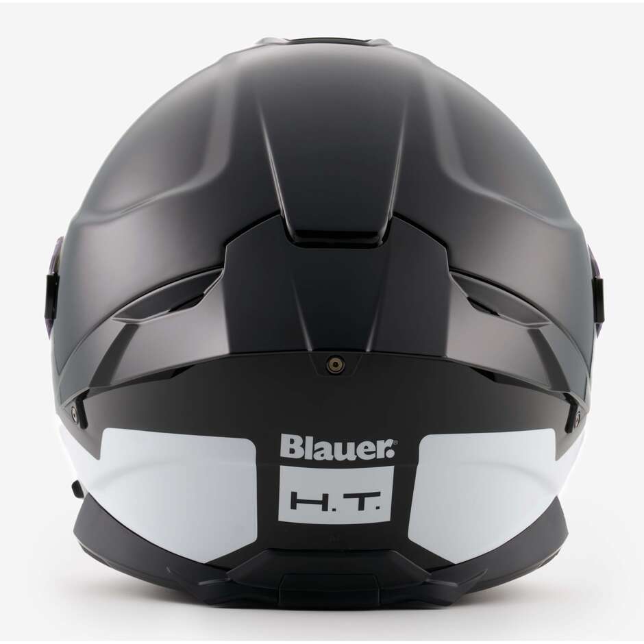 Blauer FF01 Integral-Motorradhelm mit Doppelfaservisier H136 Schwarz Weiß