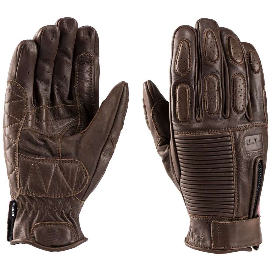 Blauer HT Banner CE Brown Leather Motorcycle Gloves