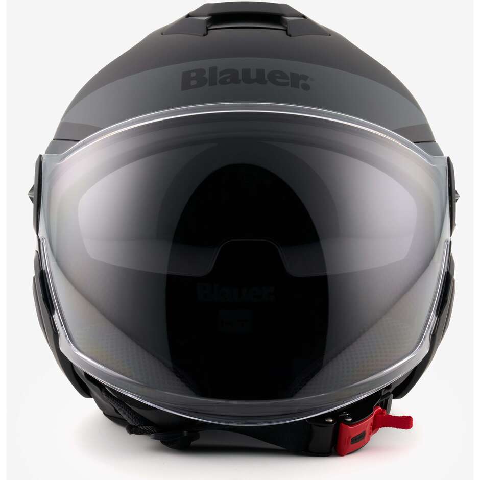Blauer Jet Motorcycle Helmet Double Visor DJ-01 Graphic B Matt Black Grey