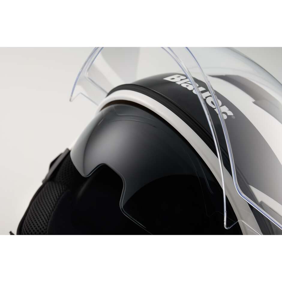 Blauer Jet Motorcycle Helmet Double Visor DJ-01 Graphic B White Black Gloss