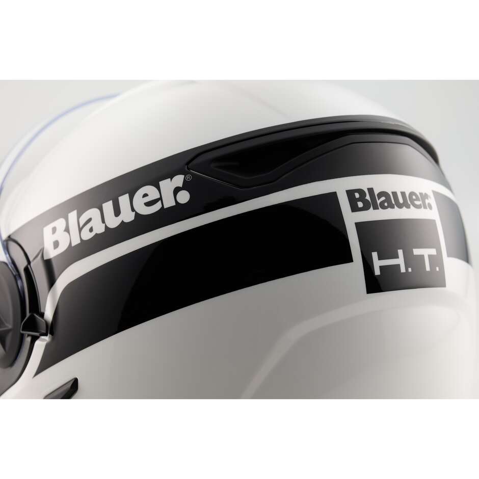 Blauer Jet Motorradhelm Doppelvisier DJ-01 Grafik B Weiß Schwarz Glanz