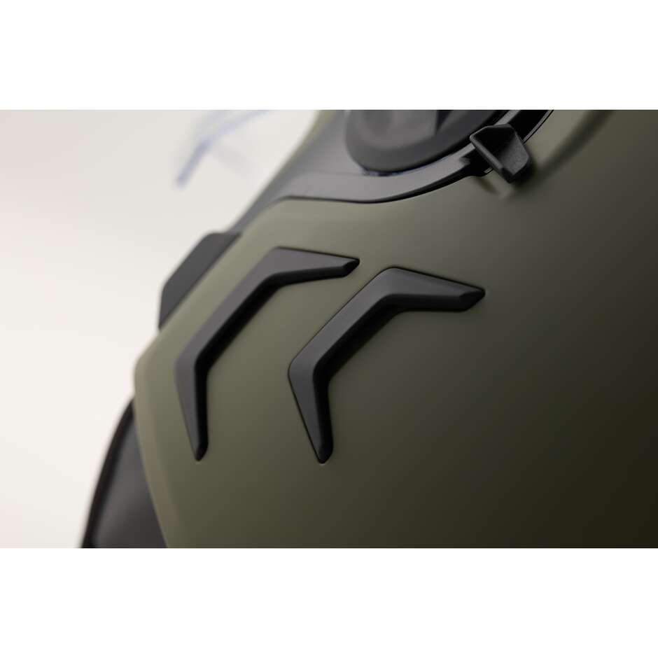 Blauer Jet Motorradhelm Doppelvisier DJ-01 Mono Grün Matt