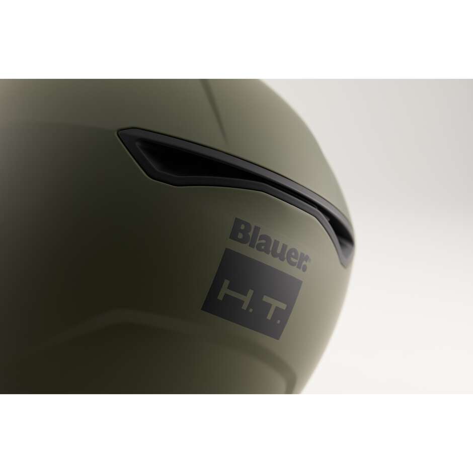 Blauer Jet Motorradhelm Doppelvisier DJ-01 Mono Grün Matt