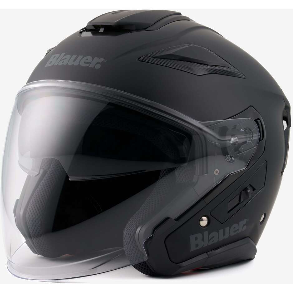 Blauer JJ01 Jet Motorradhelm Doppel-Einzelvisier Mattschwarz