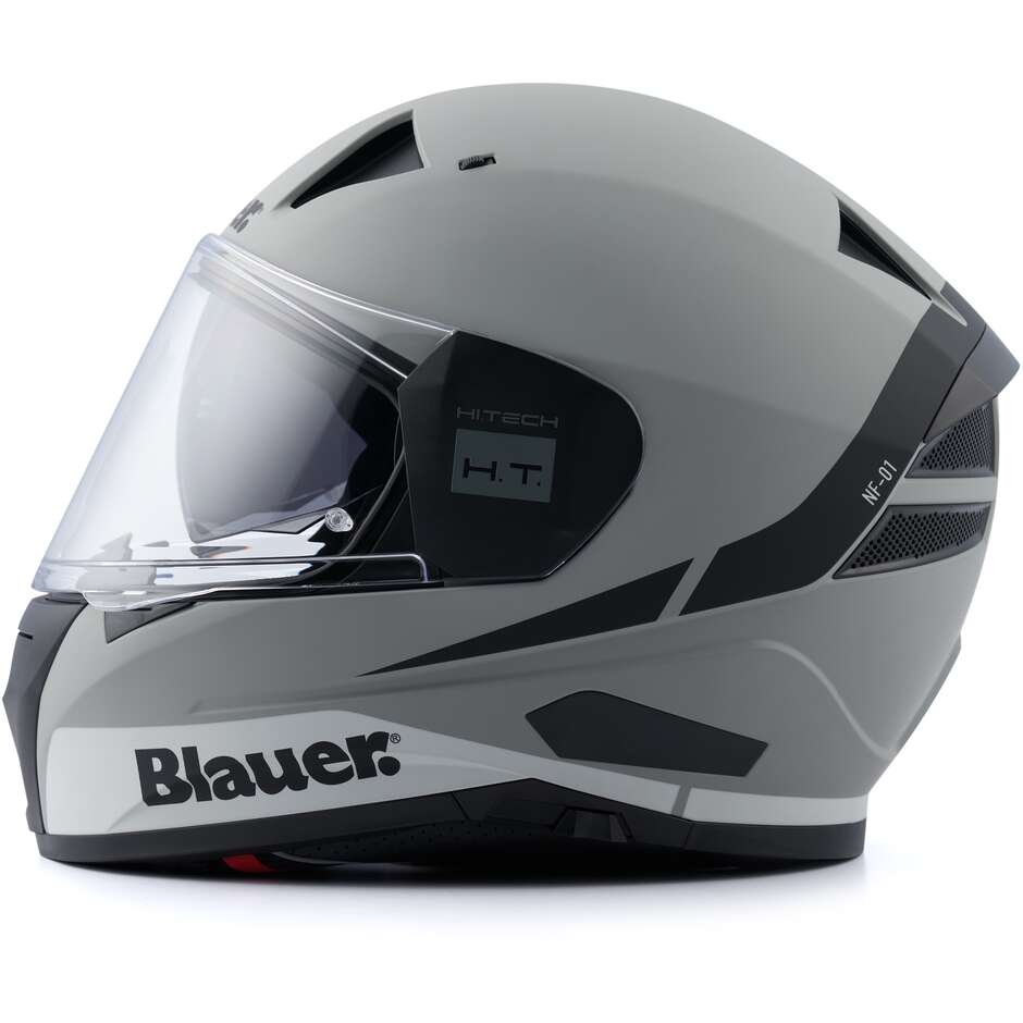 Blauer NF01 Naca Casque Moto Intégral Double Visière Graphique A Gris Noir