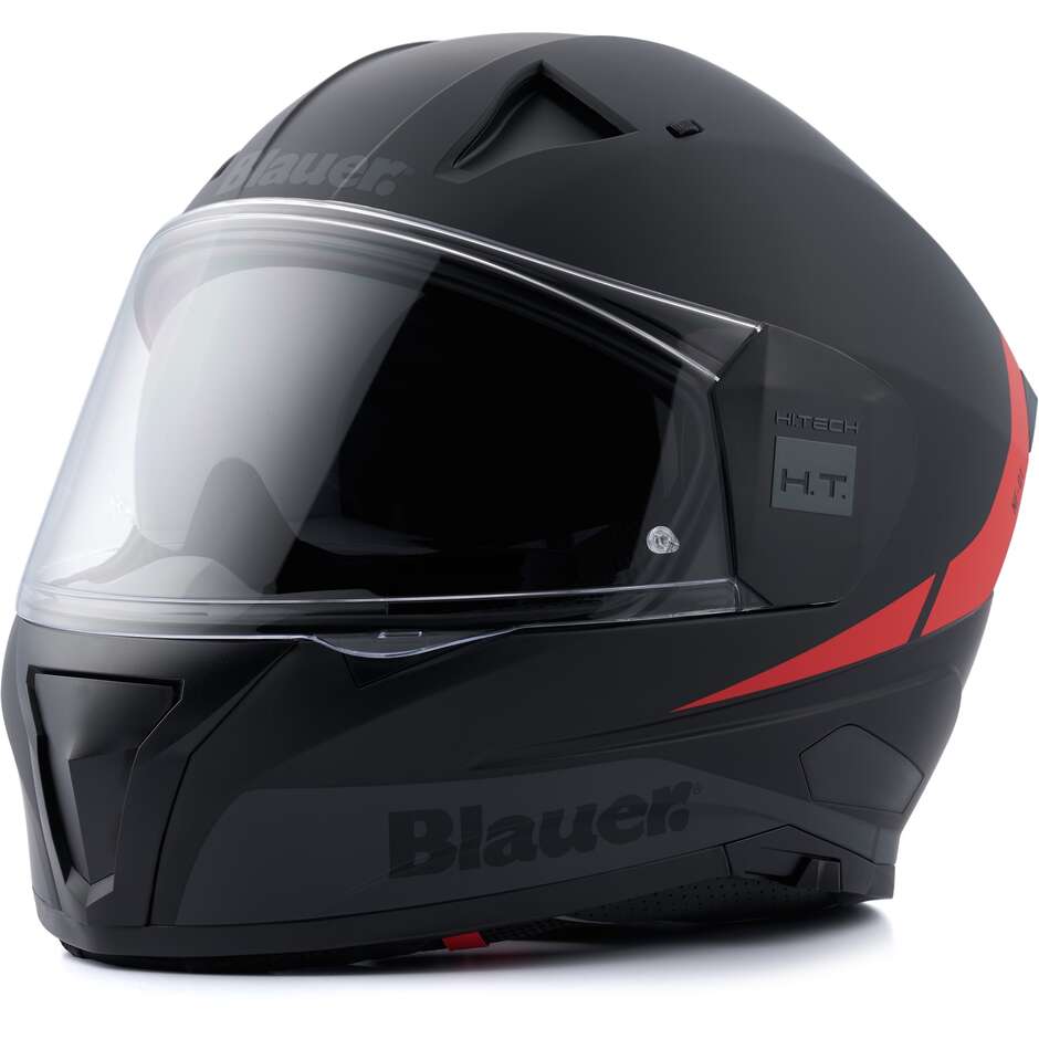 Blauer NF01 Naca Casque Moto Intégral Double Visière Graphique A Noir Rouge