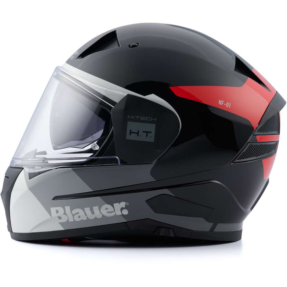 Blauer NF01 Naca Casque Moto Intégral Double Visière Graphique B Rouge Noir