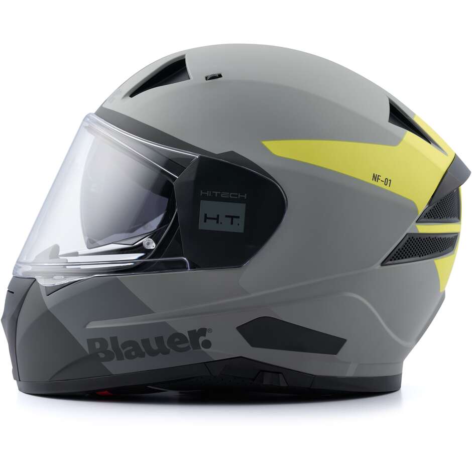 Blauer NF01 Naca Full Face Motorcycle Helmet Double Graphic Visor B Anthracite Yellow