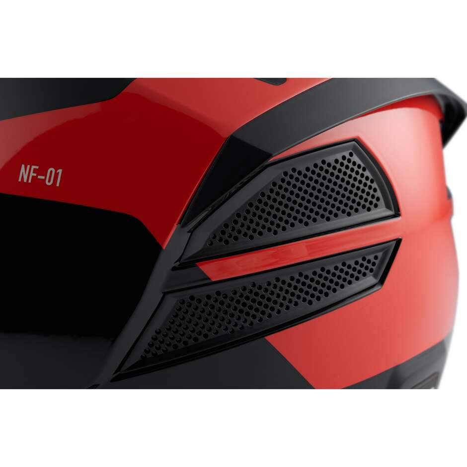 Blauer NF01 Naca Integral-Motorradhelm, doppeltes grafisches Visier, B, Rot, Schwarz