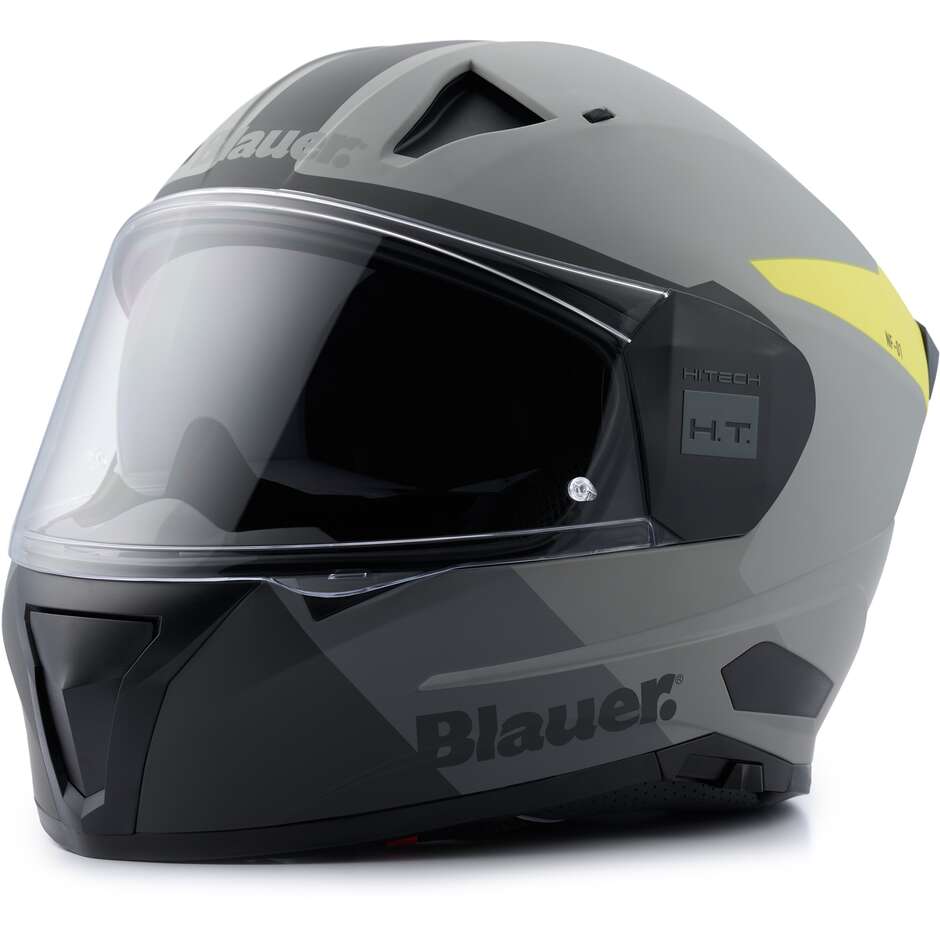 Blauer NF01 Naca Integral-Motorradhelm mit doppeltem Grafikvisier B Anthrazitgelb