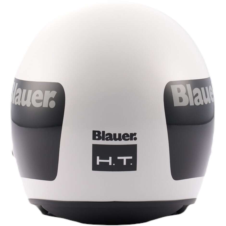 Blauer Pilot 1.1 06 Vintage Jet Motorcycle Helmet with Go Graphics, White and Black
