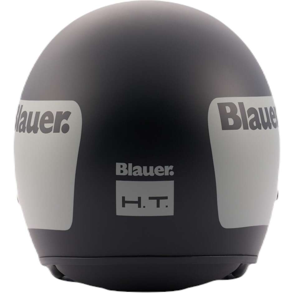 Blauer Pilot 1.1 06 Vintage Jet-Motorradhelm mit Go-Grafiken, Mattschwarz-Titan