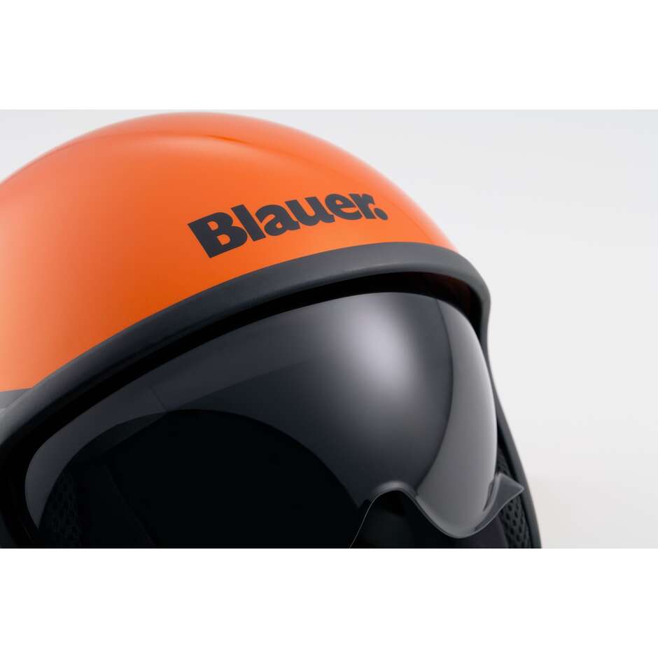 Blauer Pilot 4.0 Jet Motorcycle Helmet, Glossy Orange and Grey