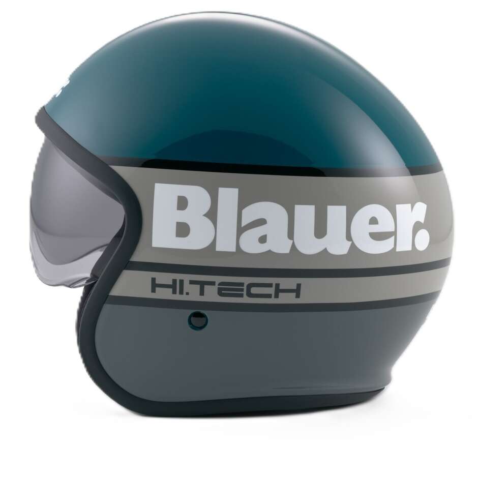 Blauer Pilot 4.0 Jet Motorradhelm, Glänzendes Titan-Türkis