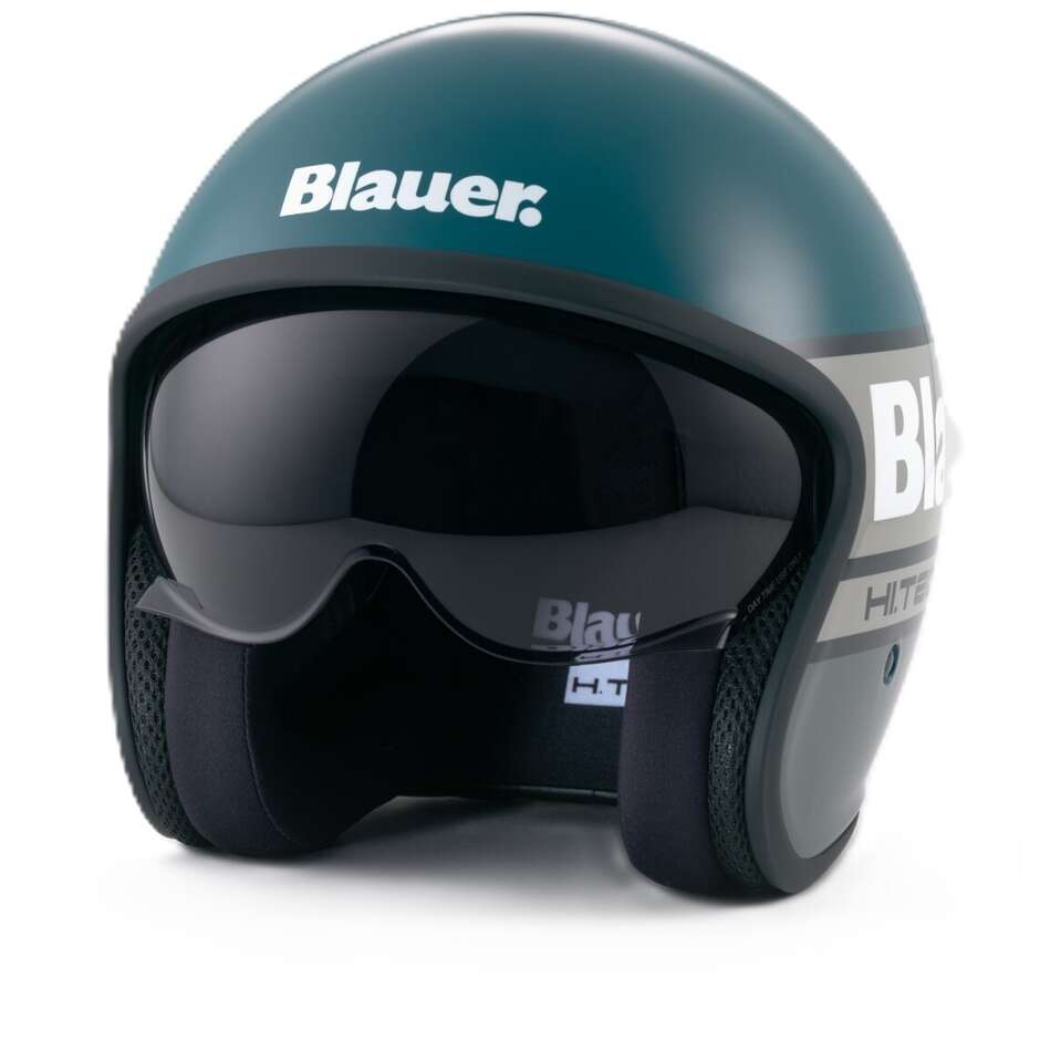 Blauer Pilot 4.0 Jet Motorradhelm, Glänzendes Titan-Türkis