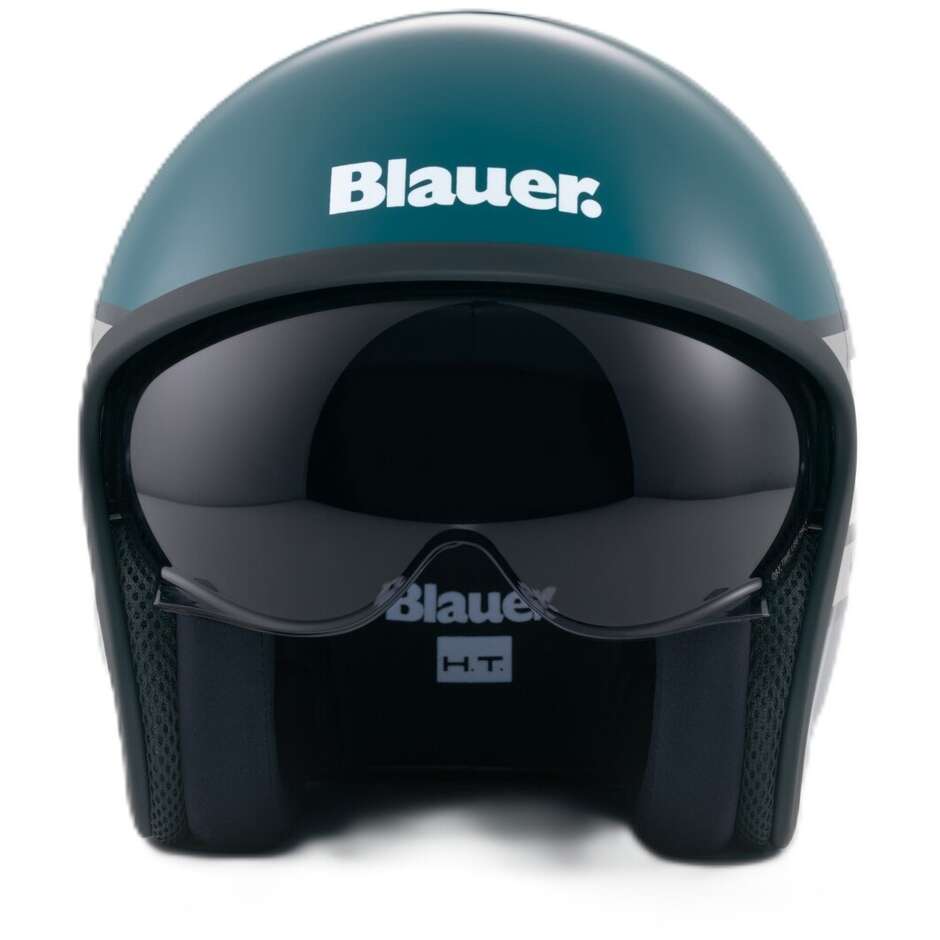 Blauer Pilot 4.0 Jet Motorradhelm, Glänzendes Titan-Türkis