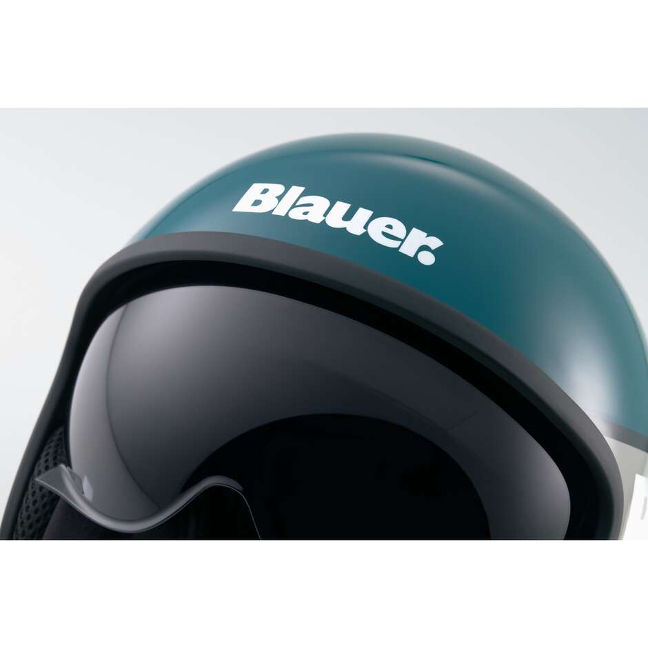 Blauer Pilot 4.0 Jet Motorradhelm, Glänzendes Titan-Türkis