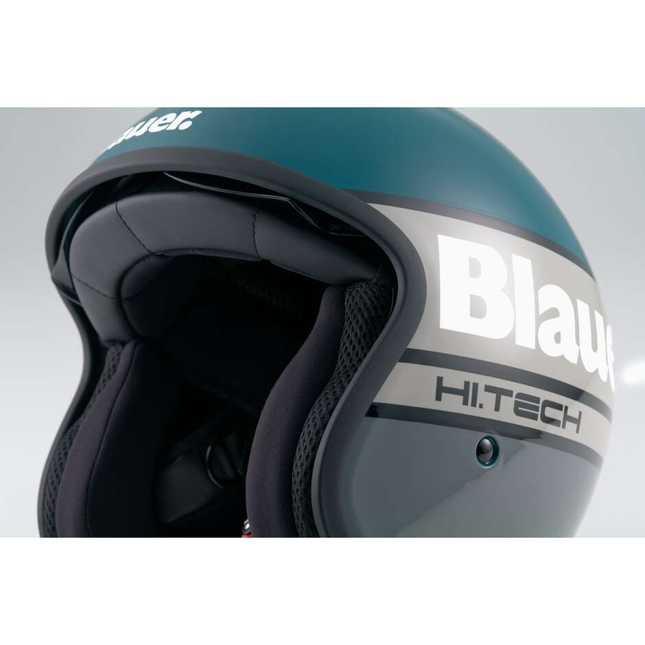 Blauer Pilot 4.0 Jet Motorradhelm, Glänzendes Titan-Türkis