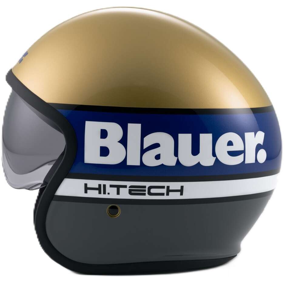 Blauer Pilot 4.0 Jet Motorradhelm Gold Blau Grau