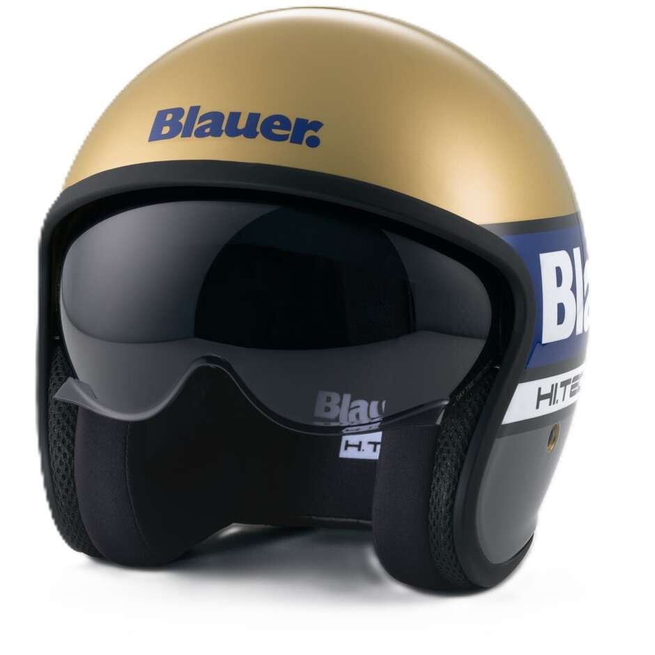 Blauer Pilot 4.0 Jet Motorradhelm Gold Blau Grau