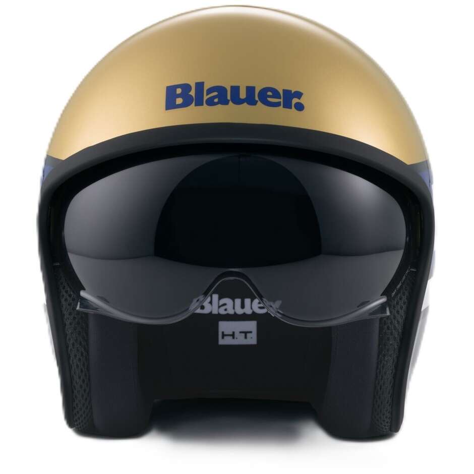Blauer Pilot 4.0 Jet Motorradhelm Gold Blau Grau